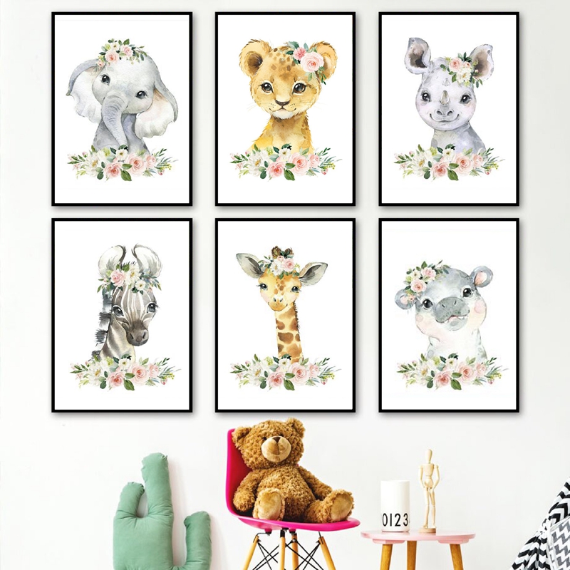Baby Nursery Animal Prints - Impresiones en lienzo de animales de