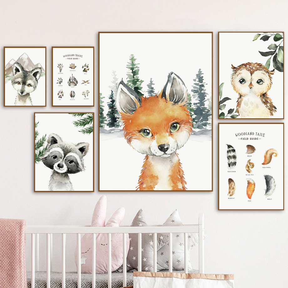 Baby Nursery Animal Prints - Cuadro de lienzo con diseño de