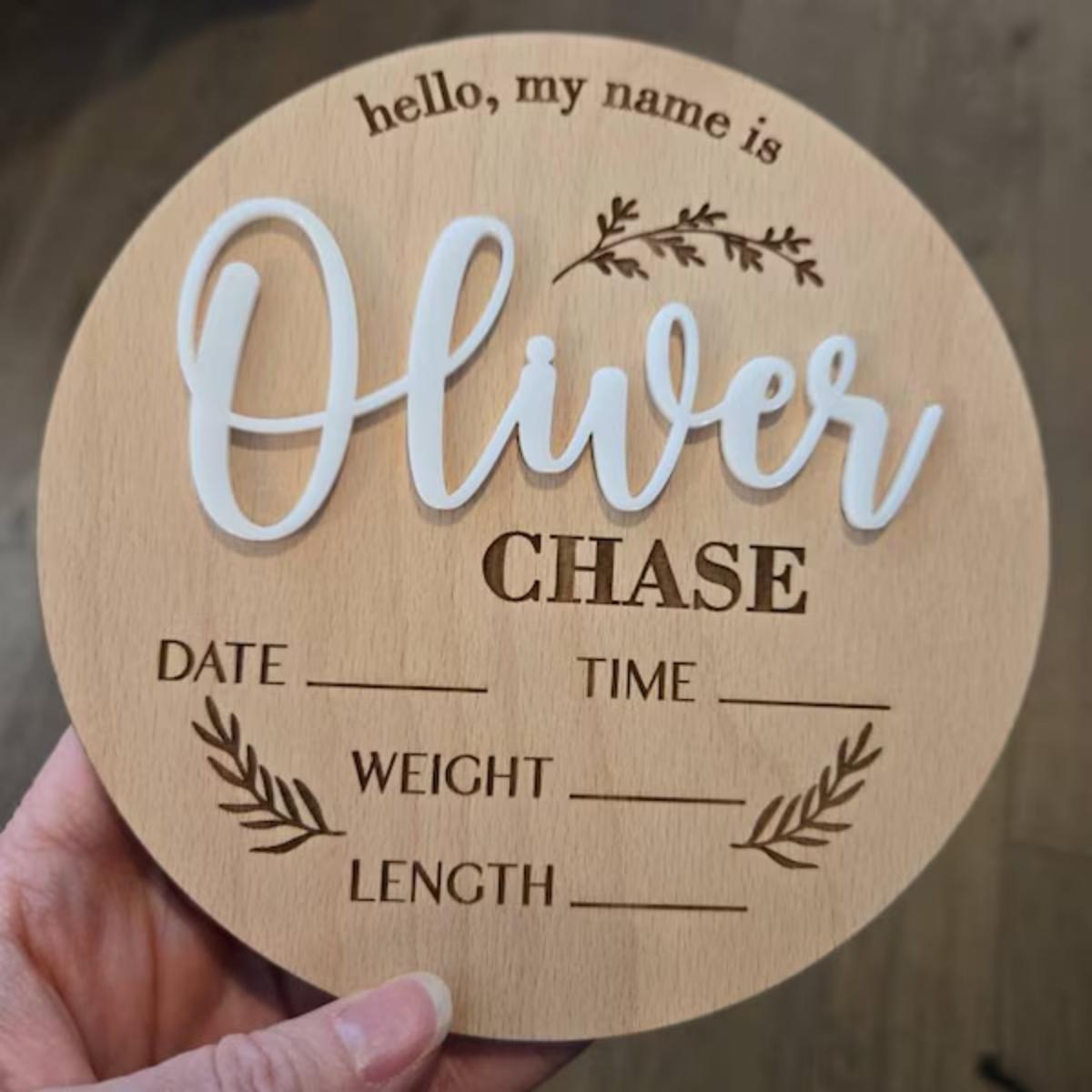 Baby Nursery Name Sign - 1 Pieza de Letrero Personalizado de