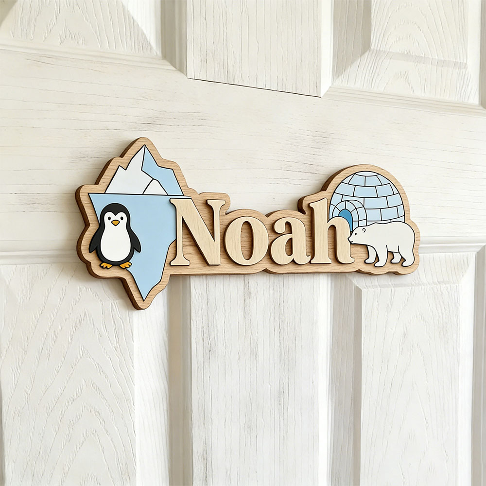 Baby Nursery Name Sign - Letrero Personalizado con Nombre de Pingüino