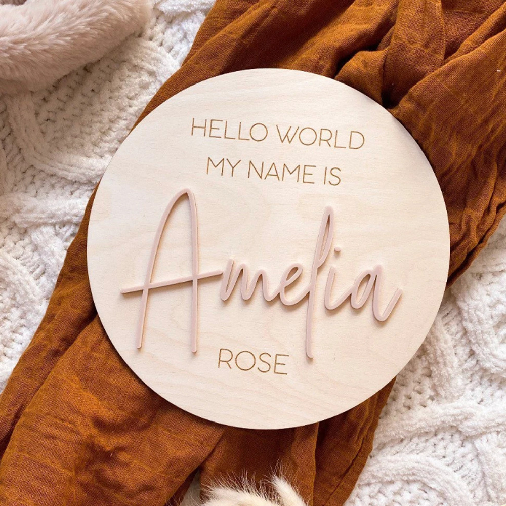 Baby Nursery Name Sign - Placa de madera personalizada con nombre