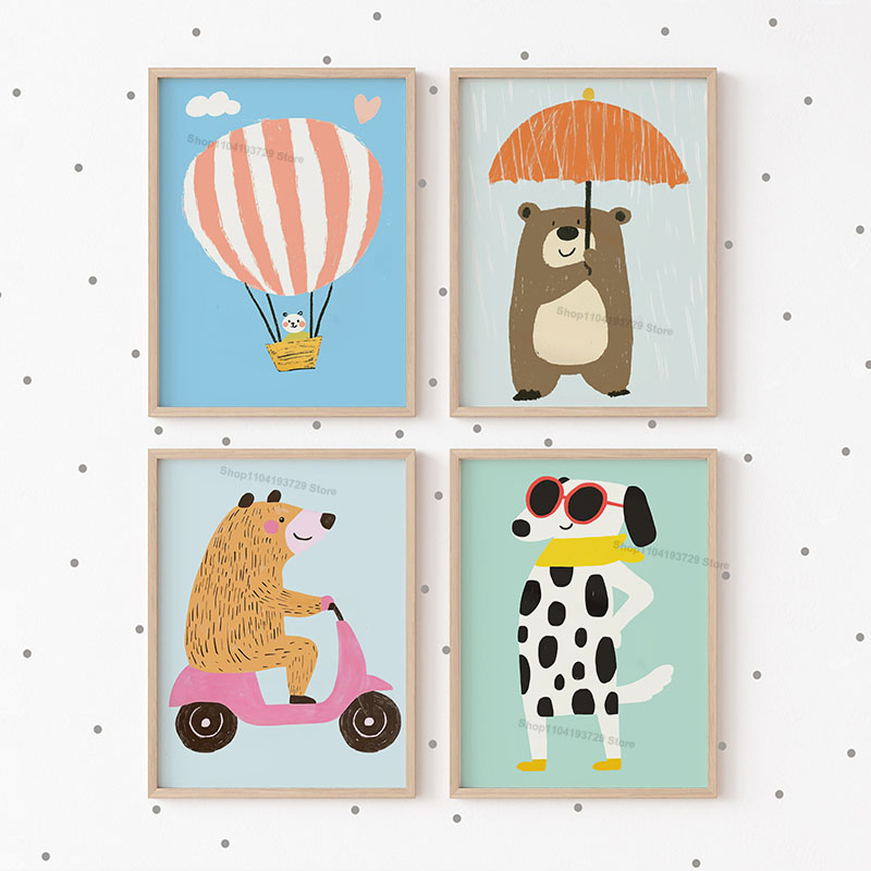 Baby Nursery Animal Prints - Póster de dibujos animados de animales