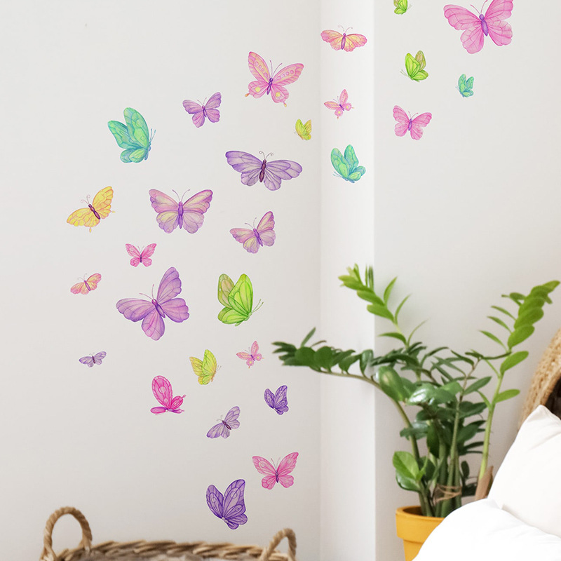 Baby Nursery Decals - Pegatinas de pared de mariposa románticas,