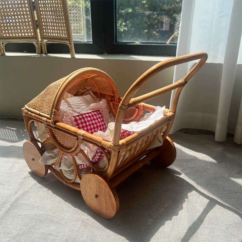 Baby Nursery Basket - Cochecito de bebé de ratán tejido,