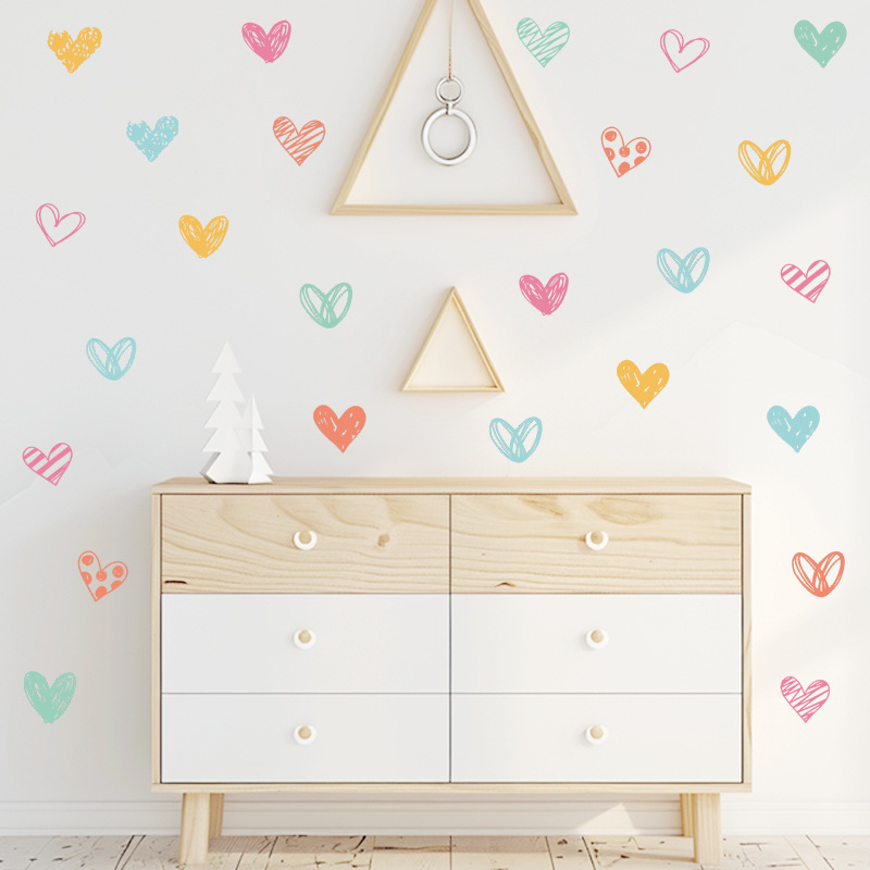 Baby Nursery Wallpaper Girl - Nuevas pegatinas de pared de corazón