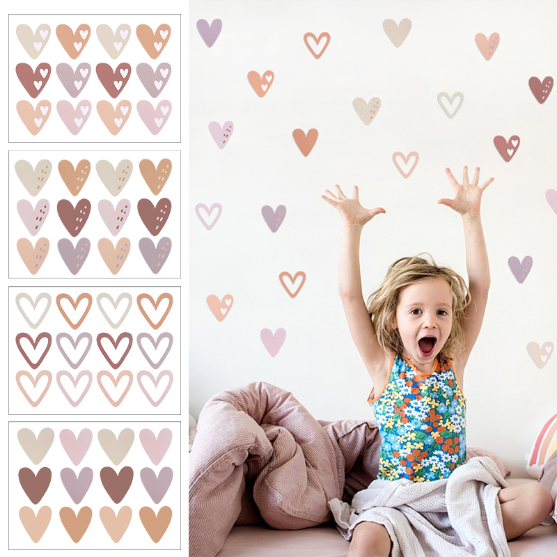 Baby Nursery Wallpaper Girl - Pegatina de pared de corazones encantadores
