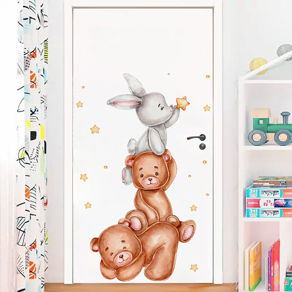Baby Nursery Wallpaper Girl - Pegatinas de pared de conejito, oso,