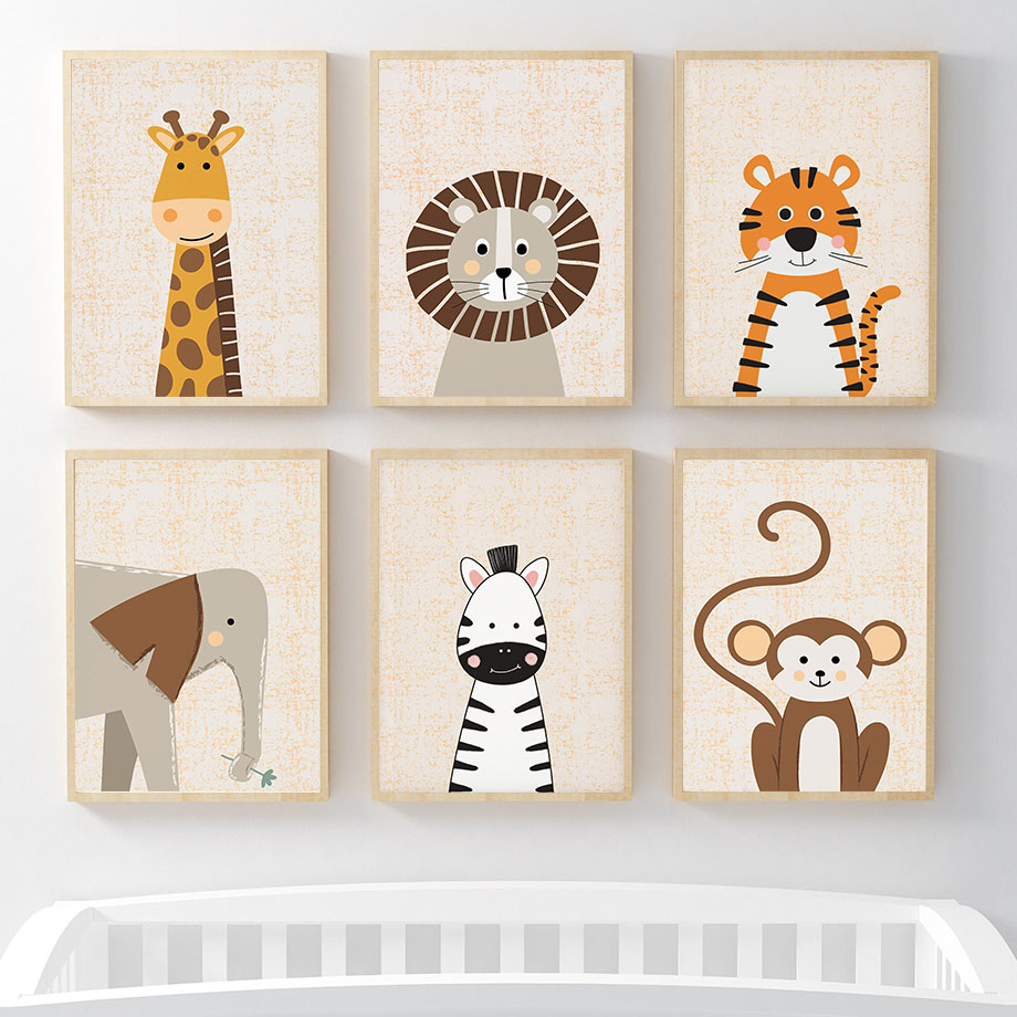 Baby Nursery Animal Prints - Cuadro Decorativo de Pared con Diseño