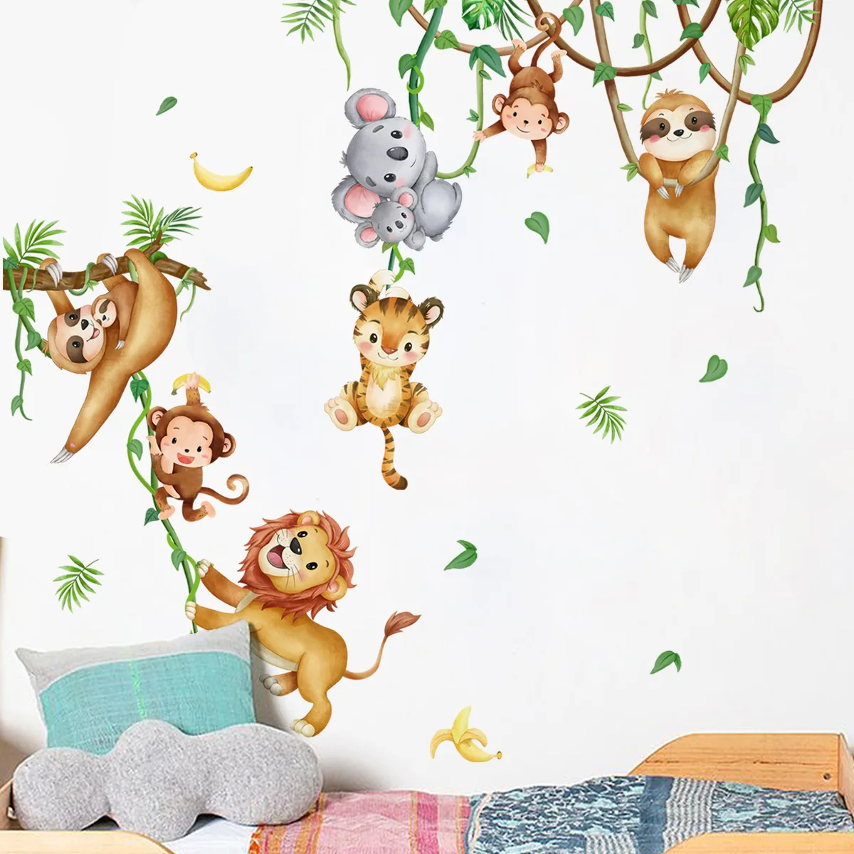 Baby Nursery Wallpaper Girl - Animal del bosque León perezoso mono
