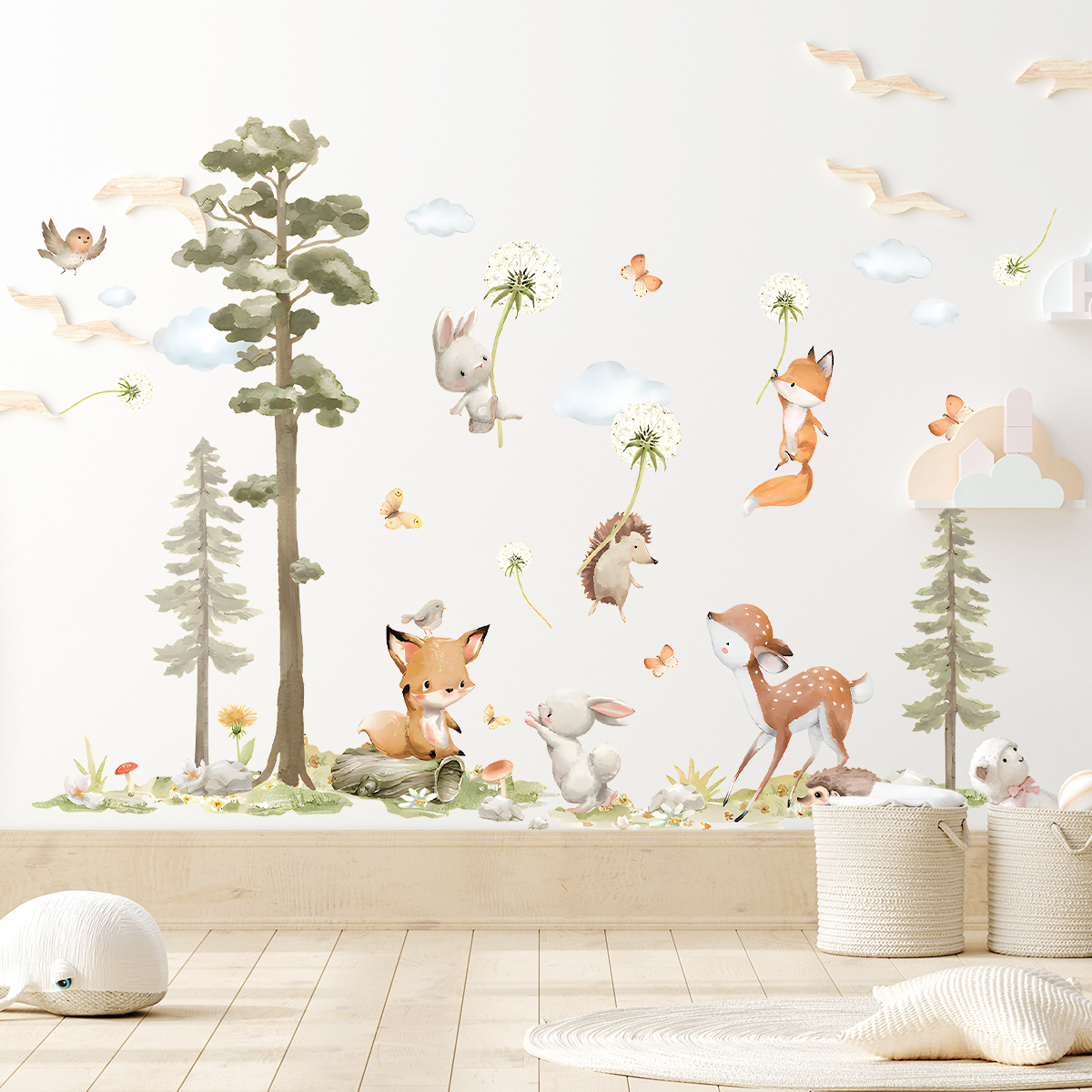 Baby Nursery Wallpaper Girl - Lindos pegatinas de pared de animales