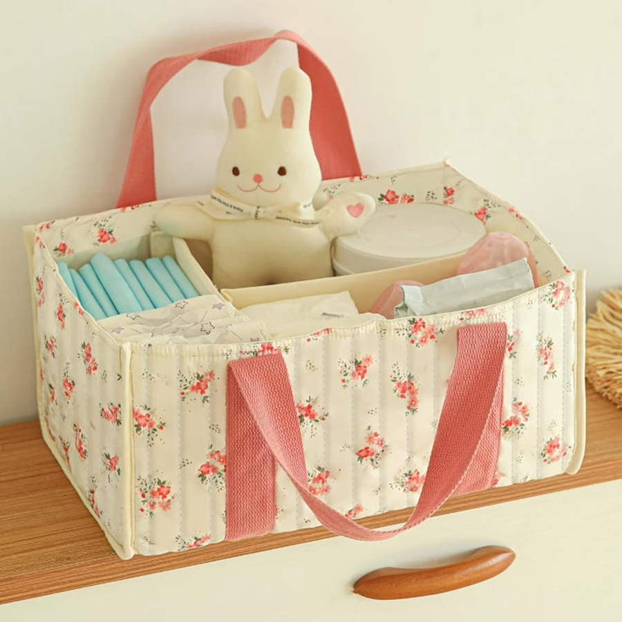 Baby Nursery Basket - Organizador de Pañales con Diseño Floral,