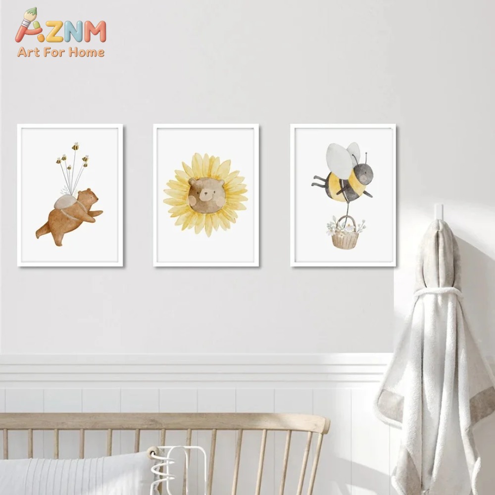 AZNM-Arte de pared en lienzo c - Baby Nursery Animal Prints reseña y precio