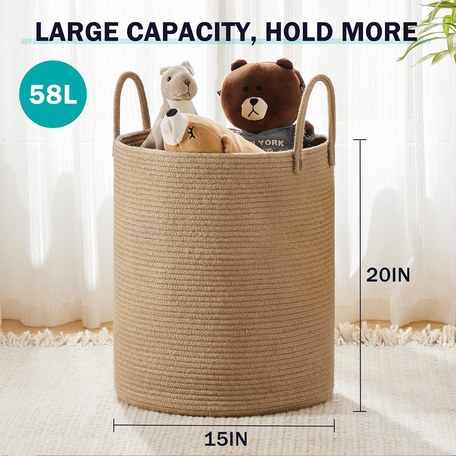Cesto de lavandería de cuerda, - Baby Nursery Laundry Basket reseña y precio