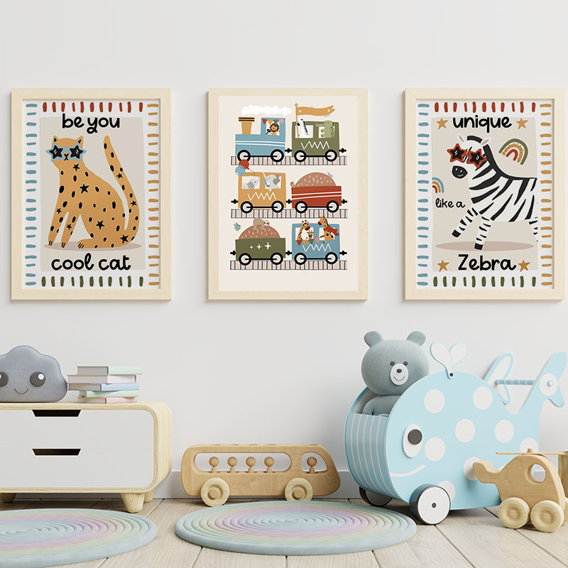 Cuadro de Lienzo con Dibujos A - Baby Nursery Animal Prints reseña y precio