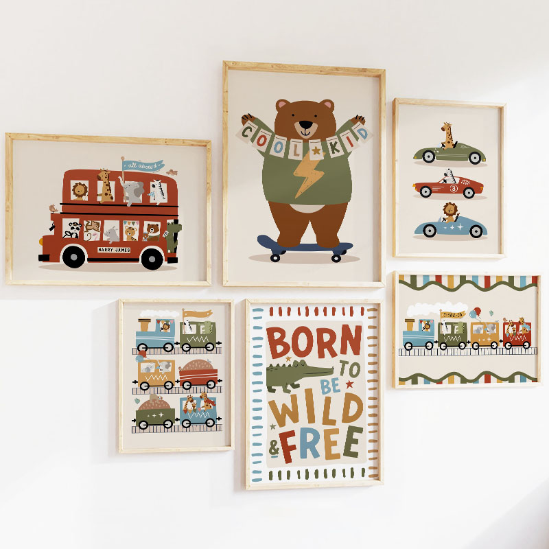 Cuadro de Lienzo con Dibujos A - Baby Nursery Animal Prints reseña y precio