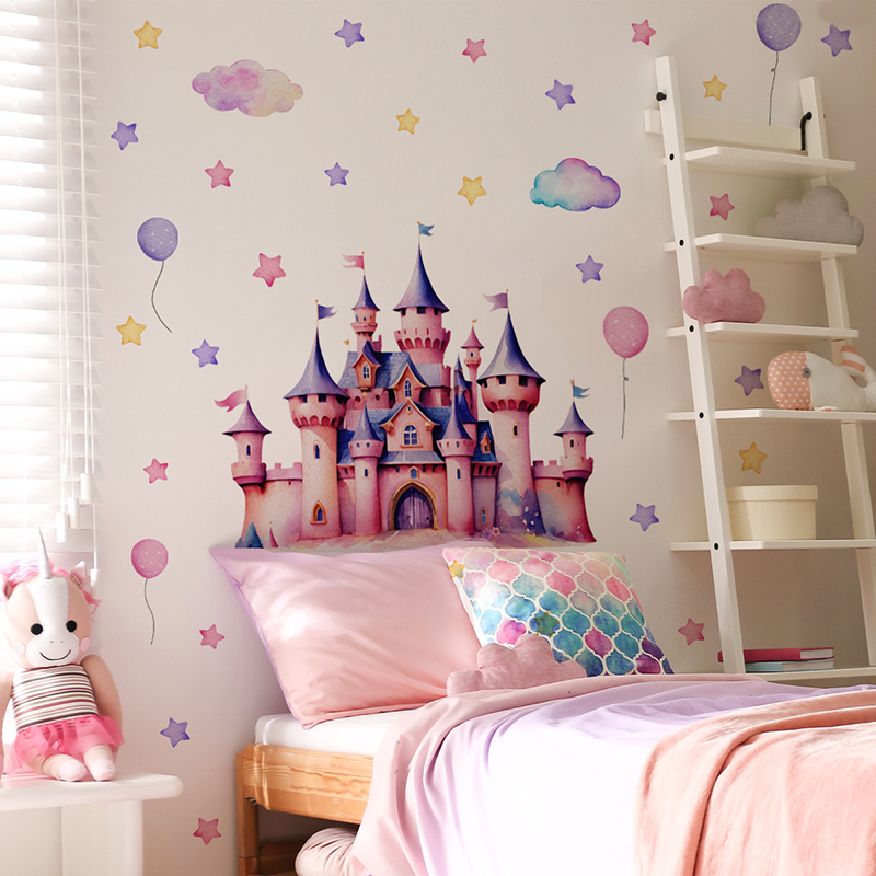 Castillo de dibujos animados,  - Baby Nursery Wallpaper Girl reseña y precio