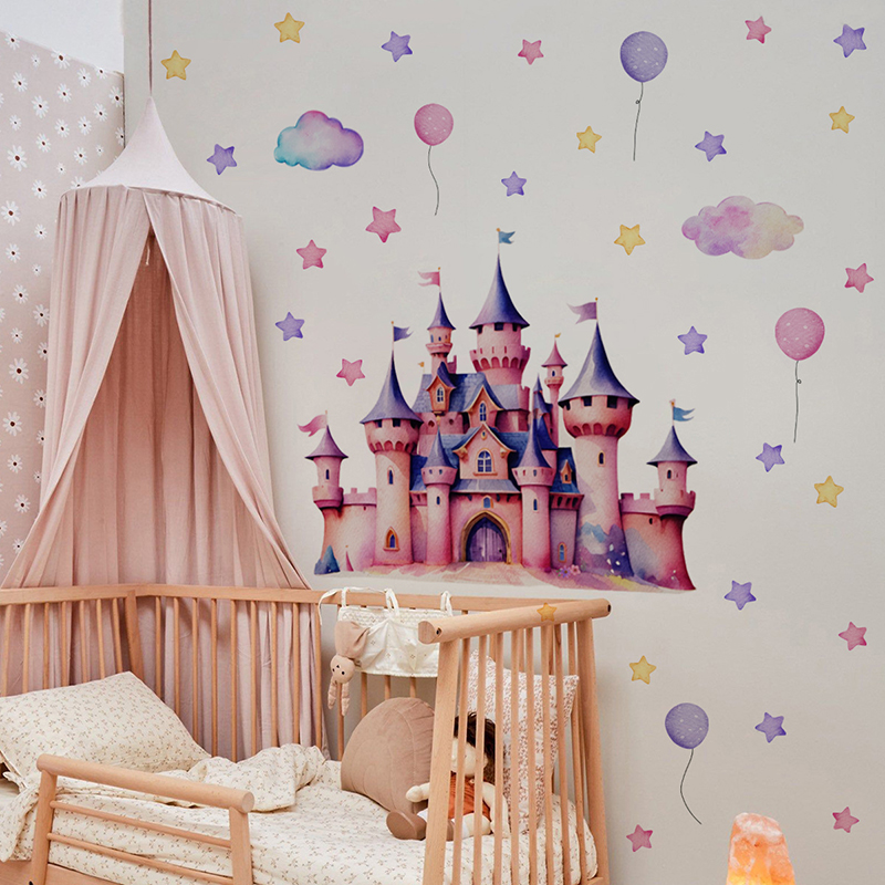Castillo de dibujos animados,  - Baby Nursery Wallpaper Girl reseña y precio