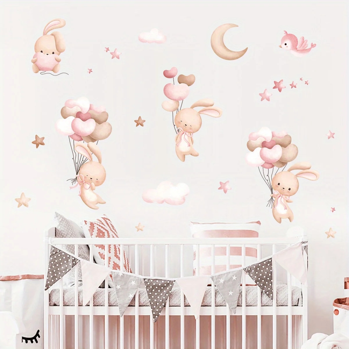 Pegatinas de pared con globos  - Baby Nursery Wallpaper Girl reseña y precio