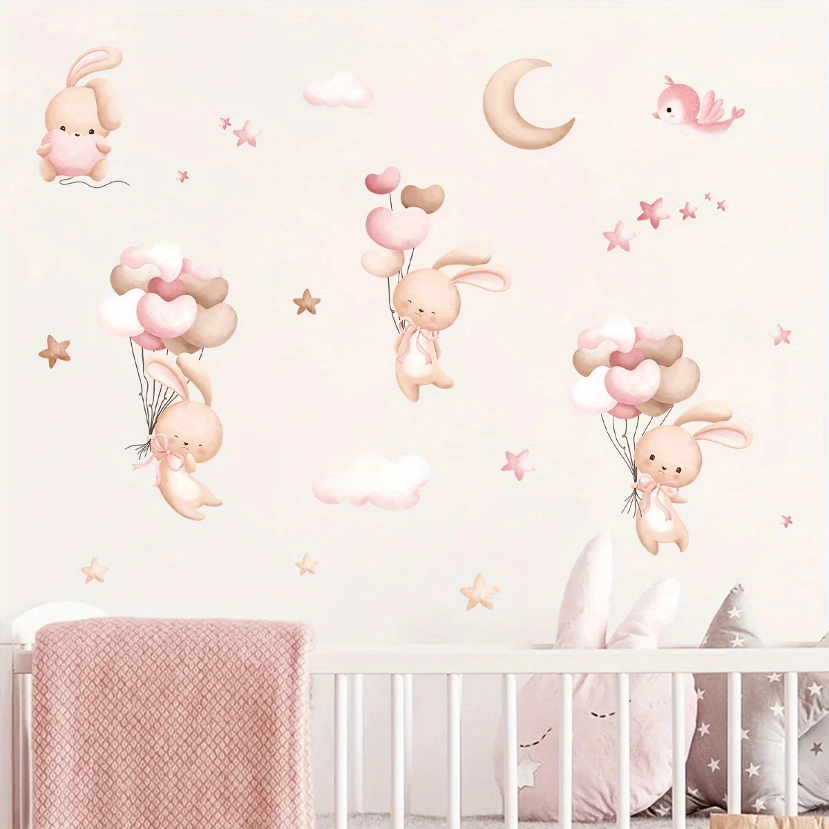 Pegatinas de pared con globos  - Baby Nursery Wallpaper Girl reseña y precio