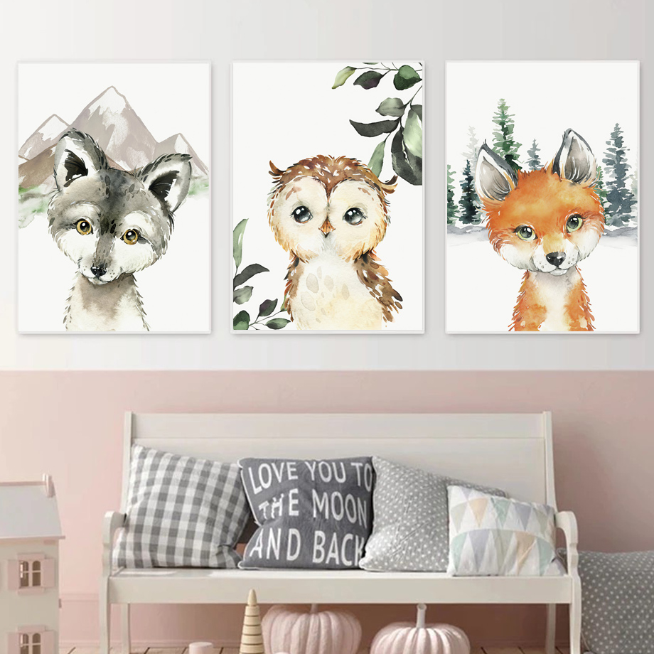 Cuadro de lienzo con diseño de - Baby Nursery Animal Prints reseña y precio
