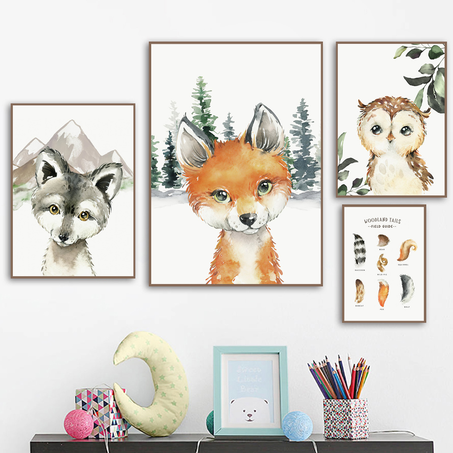 Cuadro de lienzo con diseño de - Baby Nursery Animal Prints reseña y precio