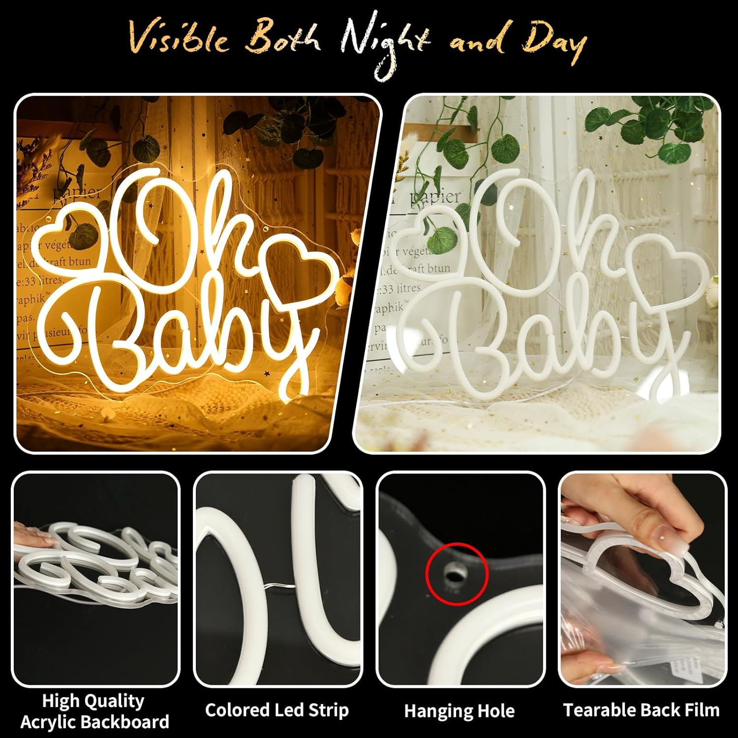 Letrero Luminoso LED 'Oh Baby' - Baby Nursery Wall Lights reseña y precio
