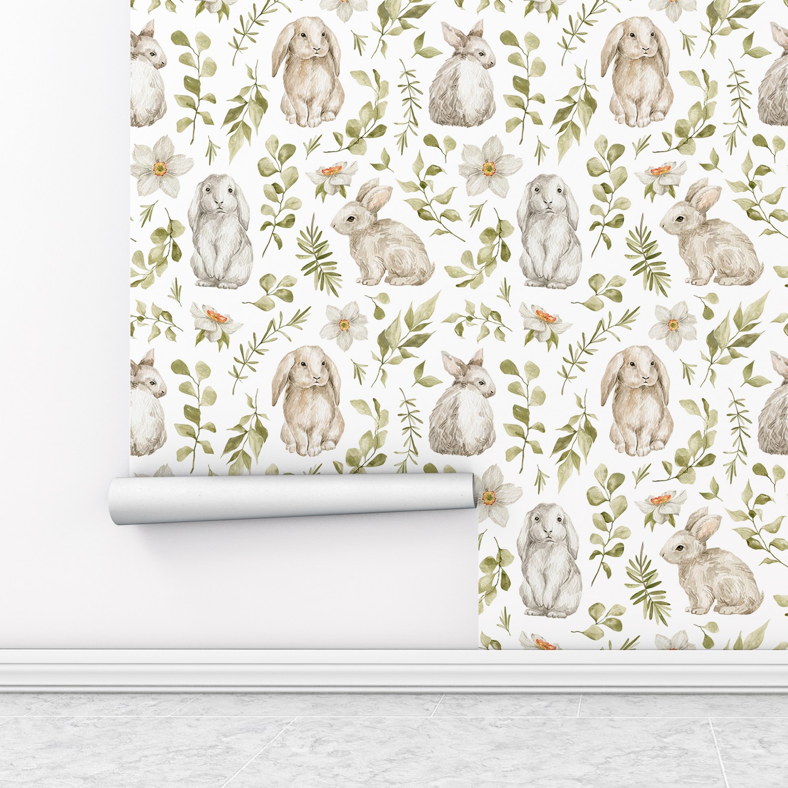 Papel tapiz de conejito, papel - Baby Nursery Wallpaper Girl reseña y precio