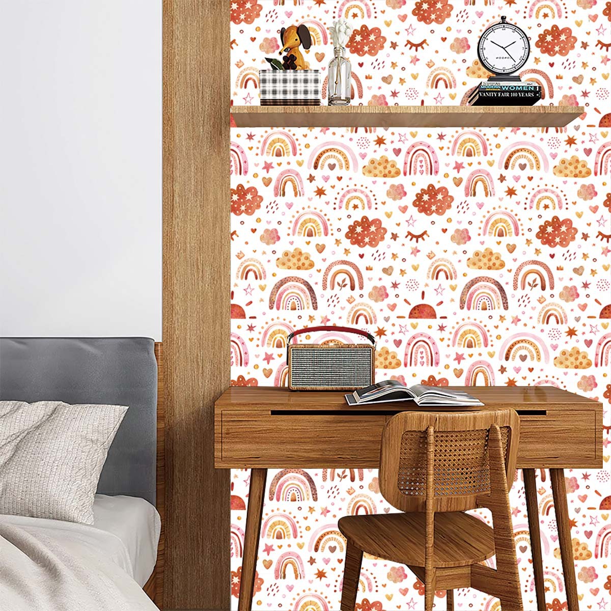 Papel tapiz de arcoíris para p - Baby Nursery Wallpaper Girl reseña y precio