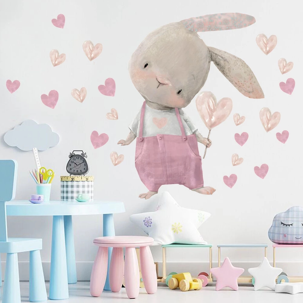 Pegatinas de pared de conejito - Baby Nursery Wallpaper Girl reseña y precio