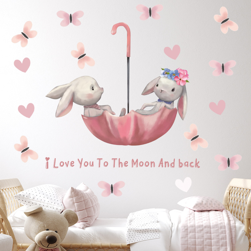 Pegatinas de pared de conejito - Baby Nursery Wallpaper Girl reseña y precio