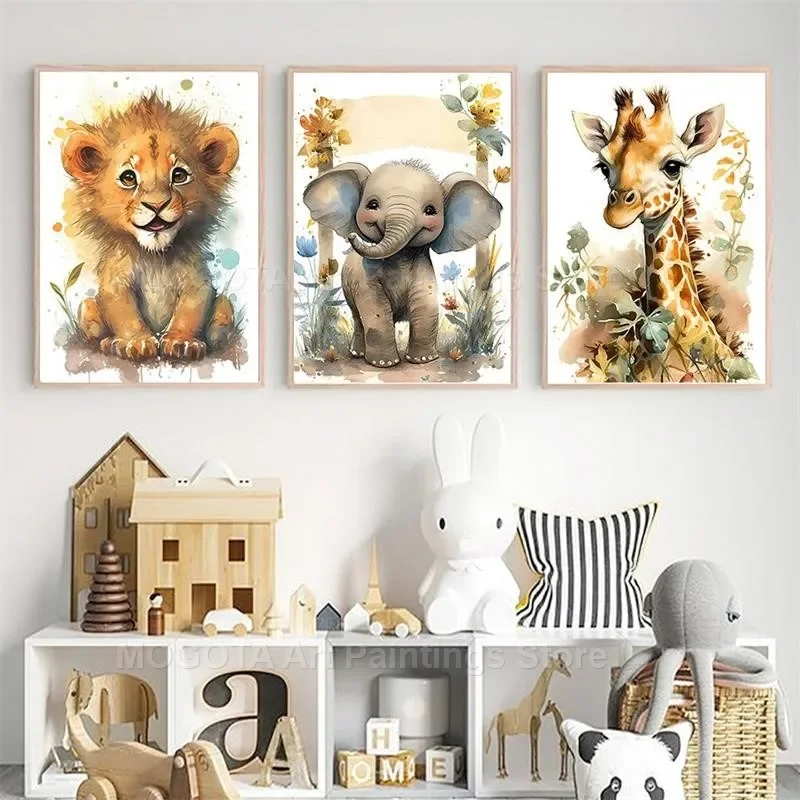 Acuarela León jirafa Tigre ele - Baby Nursery Animal Prints reseña y precio
